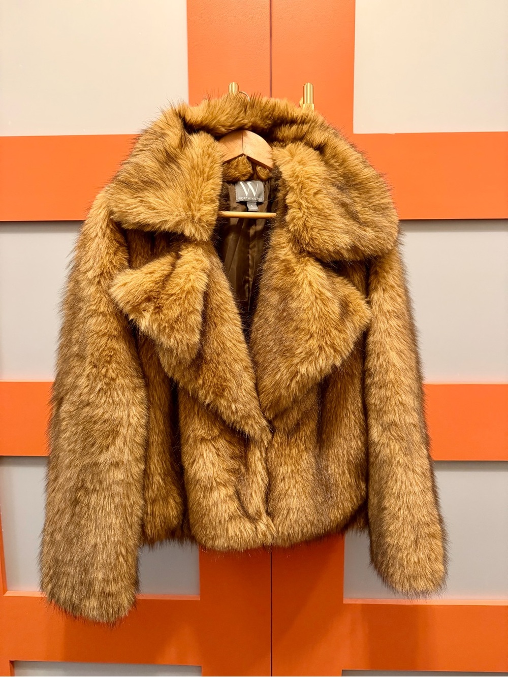 Worthington Luxurious Brown Faux Fur Coat, Size Small, NWT